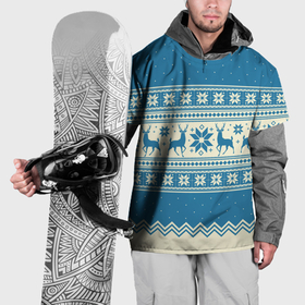 Накидка на куртку 3D с принтом Sweater with deer on a blue background в Кировске, 100% полиэстер |  | 