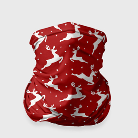 Бандана-труба 3D с принтом Красный паттерн с новогодними оленями в Кировске, 100% полиэстер, ткань с особыми свойствами — Activecool | плотность 150‒180 г/м2; хорошо тянется, но сохраняет форму | 