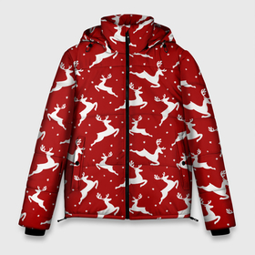 Мужская зимняя куртка 3D с принтом Красный паттерн с новогодними оленями , верх — 100% полиэстер; подкладка — 100% полиэстер; утеплитель — 100% полиэстер | длина ниже бедра, свободный силуэт Оверсайз. Есть воротник-стойка, отстегивающийся капюшон и ветрозащитная планка. 

Боковые карманы с листочкой на кнопках и внутренний карман на молнии. | 