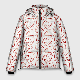 Мужская зимняя куртка 3D с принтом Caramel cane new years pattern в Курске, верх — 100% полиэстер; подкладка — 100% полиэстер; утеплитель — 100% полиэстер | длина ниже бедра, свободный силуэт Оверсайз. Есть воротник-стойка, отстегивающийся капюшон и ветрозащитная планка. 

Боковые карманы с листочкой на кнопках и внутренний карман на молнии. | Тематика изображения на принте: 