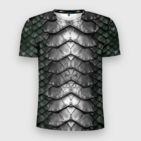 Мужская футболка 3D Slim с принтом Dragon scales в Белгороде, 100% полиэстер с улучшенными характеристиками | приталенный силуэт, круглая горловина, широкие плечи, сужается к линии бедра | 