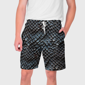 Мужские шорты 3D с принтом Паттерн чешуя дракона в Тюмени,  полиэстер 100% | прямой крой, два кармана без застежек по бокам. Мягкая трикотажная резинка на поясе, внутри которой широкие завязки. Длина чуть выше колен | 