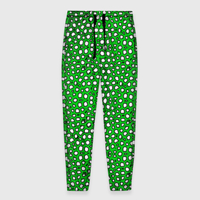 Мужские брюки 3D с принтом Белые пузырьки на зелёном фоне , 100% полиэстер | манжеты по низу, эластичный пояс регулируется шнурком, по бокам два кармана без застежек, внутренняя часть кармана из мелкой сетки | 