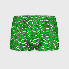 Мужские трусы 3D с принтом Белые пузырьки на зелёном фоне в Тюмени, 50% хлопок, 50% полиэстер | классическая посадка, на поясе мягкая тканевая резинка | 