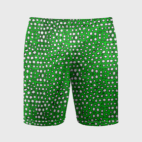 Мужские шорты спортивные с принтом Белые пузырьки на зелёном фоне ,  |  | 