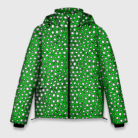Мужская зимняя куртка 3D с принтом Белые пузырьки на зелёном фоне , верх — 100% полиэстер; подкладка — 100% полиэстер; утеплитель — 100% полиэстер | длина ниже бедра, свободный силуэт Оверсайз. Есть воротник-стойка, отстегивающийся капюшон и ветрозащитная планка. 

Боковые карманы с листочкой на кнопках и внутренний карман на молнии. | 