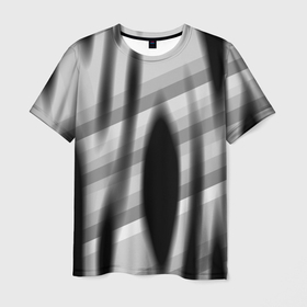 Мужская футболка 3D с принтом Черные размытые овалы и полосы в Тюмени, 100% полиэфир | прямой крой, круглый вырез горловины, длина до линии бедер | 