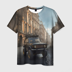 Мужская футболка 3D с принтом Прокаченный внедорожник в Екатеринбурге, 100% полиэфир | прямой крой, круглый вырез горловины, длина до линии бедер | Тематика изображения на принте: 