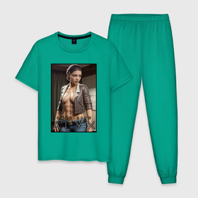 Мужская пижама хлопок с принтом Half life   hot alyx , 100% хлопок | брюки и футболка прямого кроя, без карманов, на брюках мягкая резинка на поясе и по низу штанин
 | 