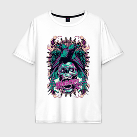 Мужская футболка хлопок Oversize с принтом Anarchy skull punk , 100% хлопок | свободный крой, круглый ворот, “спинка” длиннее передней части | Тематика изображения на принте: 