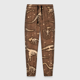 Мужские брюки 3D с принтом Dinosaurs bones , 100% полиэстер | манжеты по низу, эластичный пояс регулируется шнурком, по бокам два кармана без застежек, внутренняя часть кармана из мелкой сетки | 