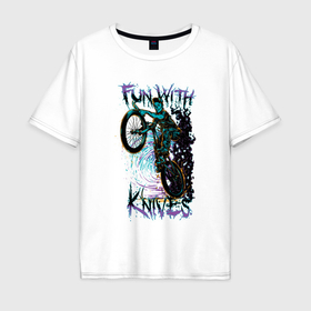 Мужская футболка хлопок Oversize с принтом Fun with knives в Санкт-Петербурге, 100% хлопок | свободный крой, круглый ворот, “спинка” длиннее передней части | 