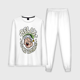 Мужская пижама с лонгсливом хлопок с принтом Моряк Попай   шпинат в Тюмени,  |  | Тематика изображения на принте: 