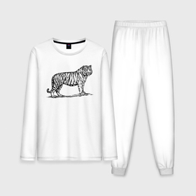 Мужская пижама с лонгсливом хлопок с принтом Тигр боком в Курске,  |  | Тематика изображения на принте: 