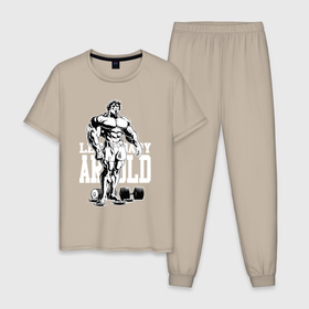 Мужская пижама хлопок с принтом Legendary Arnold   comix style в Новосибирске, 100% хлопок | брюки и футболка прямого кроя, без карманов, на брюках мягкая резинка на поясе и по низу штанин
 | 