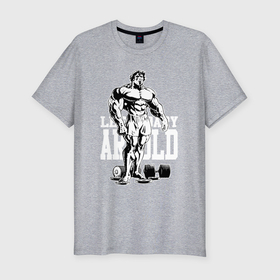 Мужская футболка хлопок Slim с принтом Legendary Arnold   comix style в Санкт-Петербурге, 92% хлопок, 8% лайкра | приталенный силуэт, круглый вырез ворота, длина до линии бедра, короткий рукав | 