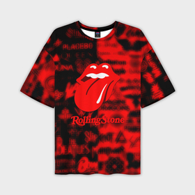 Мужская футболка oversize 3D с принтом Rolling Stones logo групп в Тюмени,  |  | 