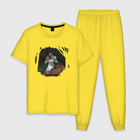 Мужская пижама хлопок с принтом Зомби принцесса Мононоке в Тюмени, 100% хлопок | брюки и футболка прямого кроя, без карманов, на брюках мягкая резинка на поясе и по низу штанин
 | Тематика изображения на принте: 
