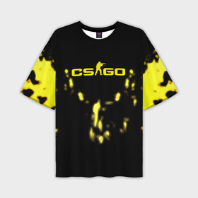 Мужская футболка oversize 3D с принтом CS GO краски желтые в Екатеринбурге,  |  | Тематика изображения на принте: 