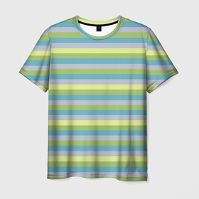 Мужская футболка 3D с принтом Серый и лимонный полосатый в Тюмени, 100% полиэфир | прямой крой, круглый вырез горловины, длина до линии бедер | 