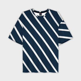 Мужская футболка oversize 3D с принтом Тёмно синий в белую полоску диагональ в Санкт-Петербурге,  |  | 