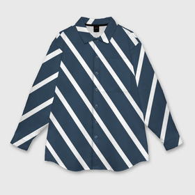 Мужская рубашка oversize 3D с принтом Тёмно синий в белую полоску диагональ в Тюмени,  |  | 