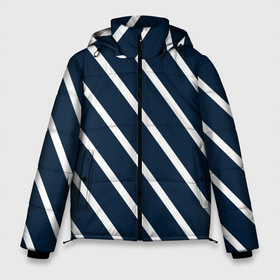 Мужская зимняя куртка 3D с принтом Тёмно синий в белую полоску диагональ в Белгороде, верх — 100% полиэстер; подкладка — 100% полиэстер; утеплитель — 100% полиэстер | длина ниже бедра, свободный силуэт Оверсайз. Есть воротник-стойка, отстегивающийся капюшон и ветрозащитная планка. 

Боковые карманы с листочкой на кнопках и внутренний карман на молнии. | 