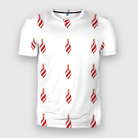 Мужская футболка 3D Slim с принтом Новогодние украшения сосульки в Екатеринбурге, 100% полиэстер с улучшенными характеристиками | приталенный силуэт, круглая горловина, широкие плечи, сужается к линии бедра | 