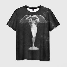 Мужская футболка 3D с принтом Angel in Marble в Санкт-Петербурге, 100% полиэфир | прямой крой, круглый вырез горловины, длина до линии бедер | 