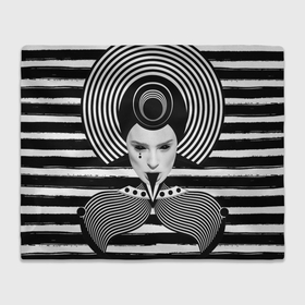 Плед 3D с принтом Черно белый портрет девушки  на полосатом в Екатеринбурге, 100% полиэстер | закругленные углы, все края обработаны. Ткань не мнется и не растягивается | Тематика изображения на принте: 