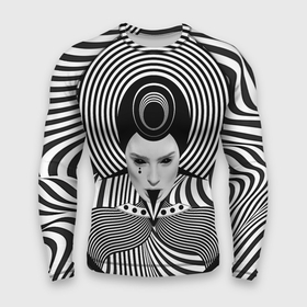 Мужской рашгард 3D с принтом Чёрно белый портрет девушки оптическая иллюзия в Курске,  |  | 
