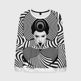 Мужской свитшот 3D с принтом Чёрно белый портрет девушки оптическая иллюзия в Тюмени, 100% полиэстер с мягким внутренним слоем | круглый вырез горловины, мягкая резинка на манжетах и поясе, свободная посадка по фигуре | 