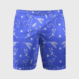 Мужские шорты спортивные с принтом Синий рождественский принт с оленями ,  |  | 