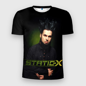 Мужская футболка 3D Slim с принтом Static   X в Тюмени, 100% полиэстер с улучшенными характеристиками | приталенный силуэт, круглая горловина, широкие плечи, сужается к линии бедра | 