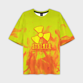 Мужская футболка oversize 3D с принтом Stalker yellow flame в Новосибирске,  |  | Тематика изображения на принте: 