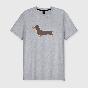Мужская футболка хлопок Slim с принтом Такса собака черно коричневой в Тюмени, 92% хлопок, 8% лайкра | приталенный силуэт, круглый вырез ворота, длина до линии бедра, короткий рукав | 
