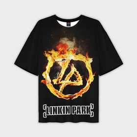 Мужская футболка oversize 3D с принтом Linkin Park   fire logo ,  |  | 