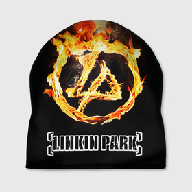 Шапка 3D с принтом Linkin Park   fire logo в Белгороде, 100% полиэстер | универсальный размер, печать по всей поверхности изделия | Тематика изображения на принте: 