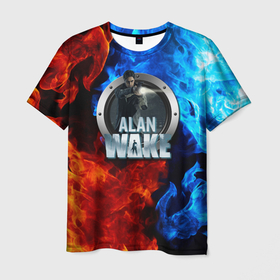 Мужская футболка 3D с принтом Alan Wake огни в Петрозаводске, 100% полиэфир | прямой крой, круглый вырез горловины, длина до линии бедер | Тематика изображения на принте: 