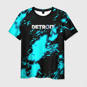 Мужская футболка 3D с принтом Detroit become human кровь андроида в Петрозаводске, 100% полиэфир | прямой крой, круглый вырез горловины, длина до линии бедер | 