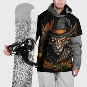 Накидка на куртку 3D с принтом Волшебный тыквеный дракон в Курске, 100% полиэстер |  | 