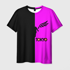 Мужская футболка 3D с принтом Токийские мстители черно розовый в Тюмени, 100% полиэфир | прямой крой, круглый вырез горловины, длина до линии бедер | 