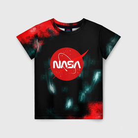 Детская футболка 3D с принтом NASA космос краски в Тюмени, 100% гипоаллергенный полиэфир | прямой крой, круглый вырез горловины, длина до линии бедер, чуть спущенное плечо, ткань немного тянется | Тематика изображения на принте: 