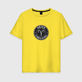 Женская футболка хлопок Oversize с принтом Овен Aries в Белгороде, 100% хлопок | свободный крой, круглый ворот, спущенный рукав, длина до линии бедер
 | 