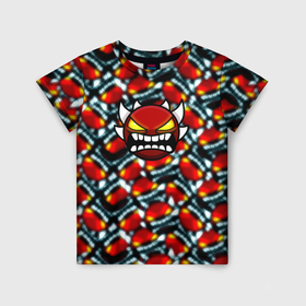 Детская футболка 3D с принтом Geometry dash bombing в Курске, 100% гипоаллергенный полиэфир | прямой крой, круглый вырез горловины, длина до линии бедер, чуть спущенное плечо, ткань немного тянется | 