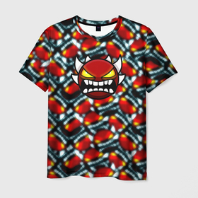 Мужская футболка 3D с принтом Geometry dash bombing в Кировске, 100% полиэфир | прямой крой, круглый вырез горловины, длина до линии бедер | 