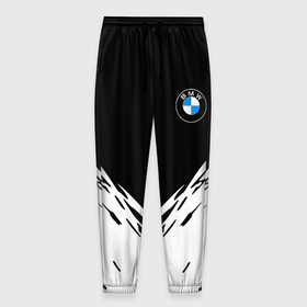Мужские брюки 3D с принтом BMW стильная геометрия спорт в Кировске, 100% полиэстер | манжеты по низу, эластичный пояс регулируется шнурком, по бокам два кармана без застежек, внутренняя часть кармана из мелкой сетки | 