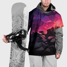 Накидка на куртку 3D с принтом Темные фиолетовые камни текстура в Кировске, 100% полиэстер |  | 