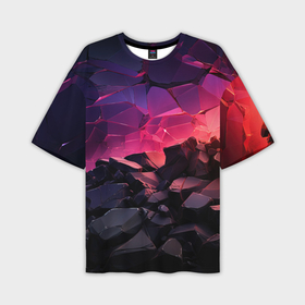Мужская футболка oversize 3D с принтом Темные фиолетовые камни текстура в Кировске,  |  | 