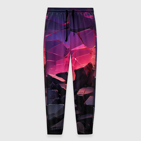 Мужские брюки 3D с принтом Темные фиолетовые камни текстура в Кировске, 100% полиэстер | манжеты по низу, эластичный пояс регулируется шнурком, по бокам два кармана без застежек, внутренняя часть кармана из мелкой сетки | 